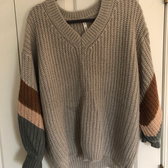 Oversized Color Block Striped Knit Pullover Sweater - Picture 5 of 6